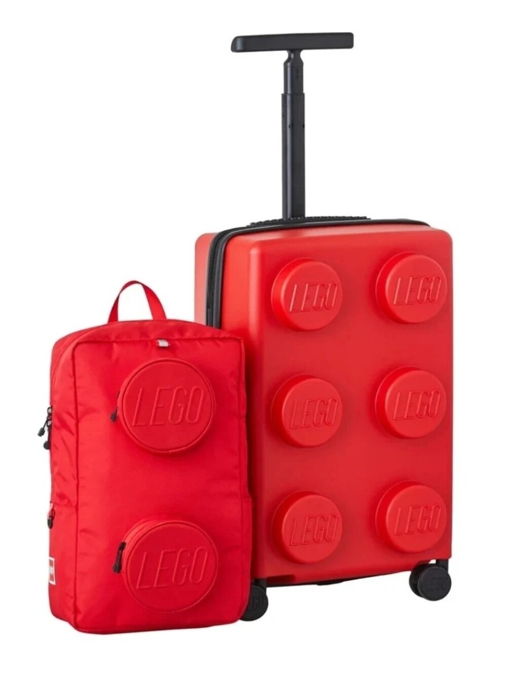 LEGO Brick Kids 2-Piece Luggage Set Expandable Trolley & Backpack Travel Bag Red